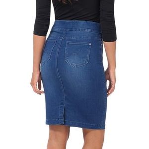 Rekkuci jeans women’s ease into comfort pull on stretch denim skirt